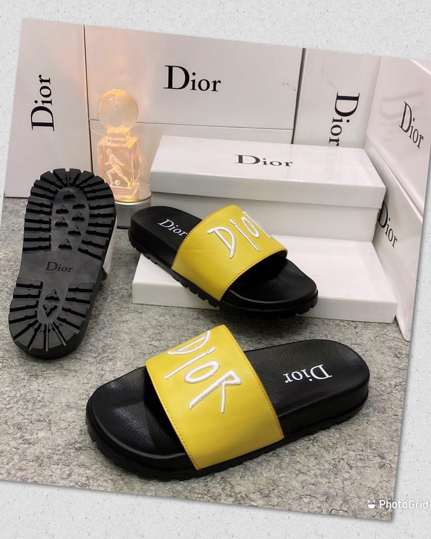 Yellow Dior Slides