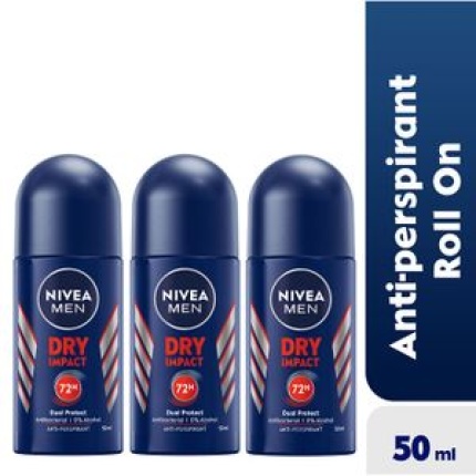 NIVEA Dry Impact Roll-on For Men, 72h- 50ml (Pack Of 3)